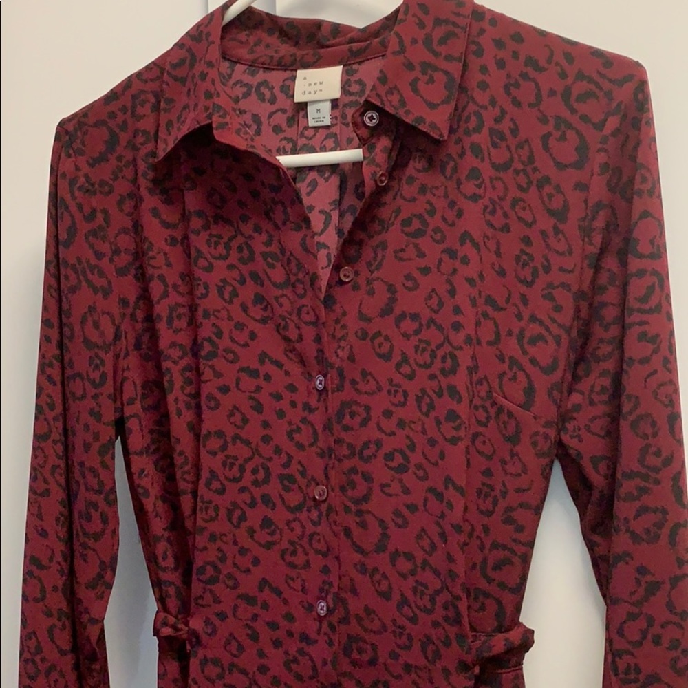 Leopard print dress maroon a great for work!